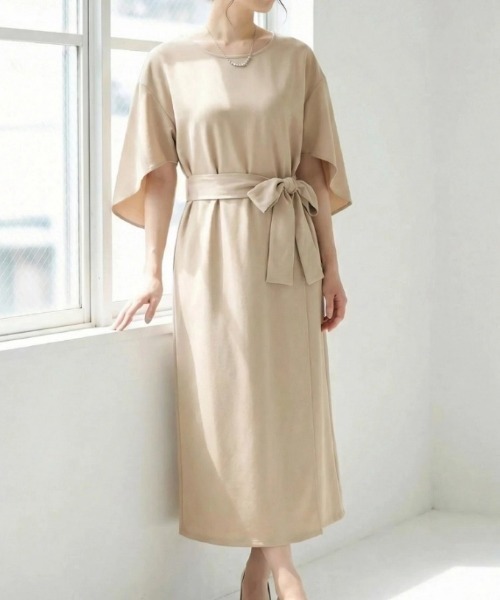 「cammie」 7分袖ワンピース M ブラック レディース_画像6