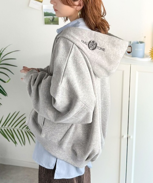 「classicalelf」 ジップアップパーカー LARGE 杢グレー レディース_画像2