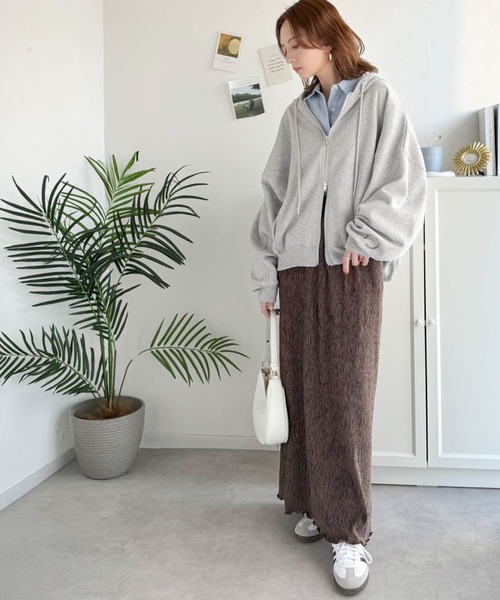 「classicalelf」 ジップアップパーカー LARGE 杢グレー レディース_画像3