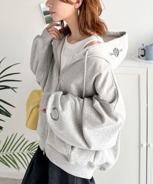 「classicalelf」 ジップアップパーカー LARGE 杢グレー レディース_画像6