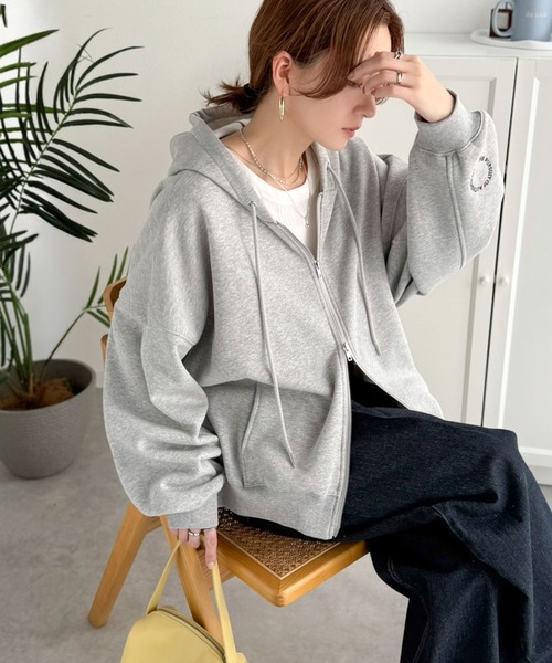 「classicalelf」 ジップアップパーカー LARGE 杢グレー レディース_画像8