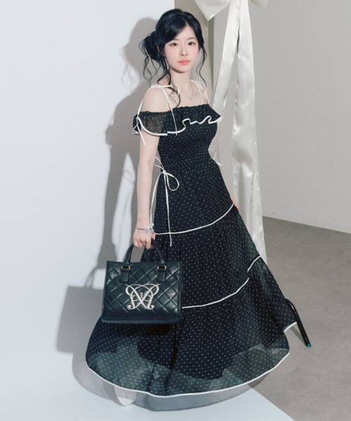OLIVE des OLIVE フリルティアードキャミワンピ ドット OLIVE des OLIVE（オリーブデオリーブ） ワンピース Milky Star フリル