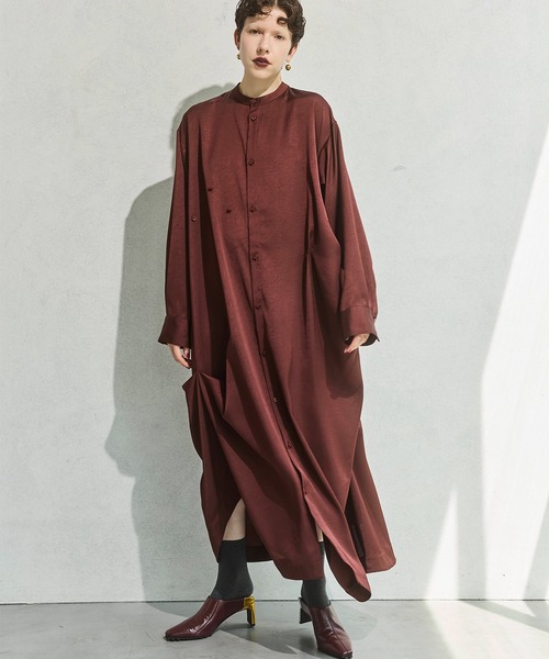 OMMO（オーエムエムオー） シャツワンピース TUCK DRAPE SHIRT OP