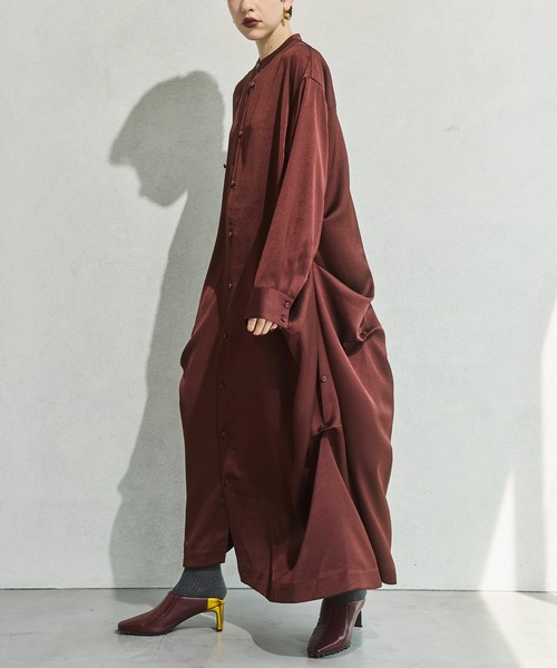 OMMO（オーエムエムオー） シャツワンピース TUCK DRAPE SHIRT OP 