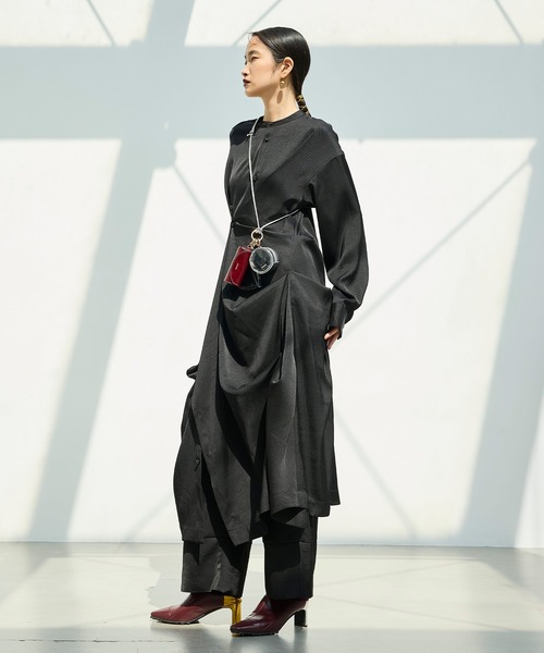 OMMO（オーエムエムオー） シャツワンピース TUCK DRAPE SHIRT OP