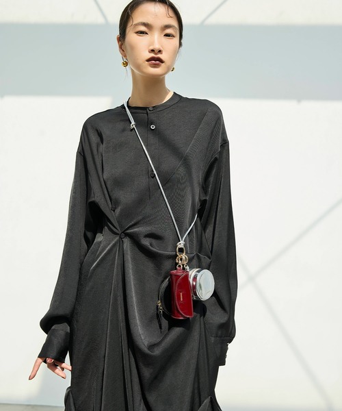OMMO（オーエムエムオー） シャツワンピース TUCK DRAPE SHIRT OP
