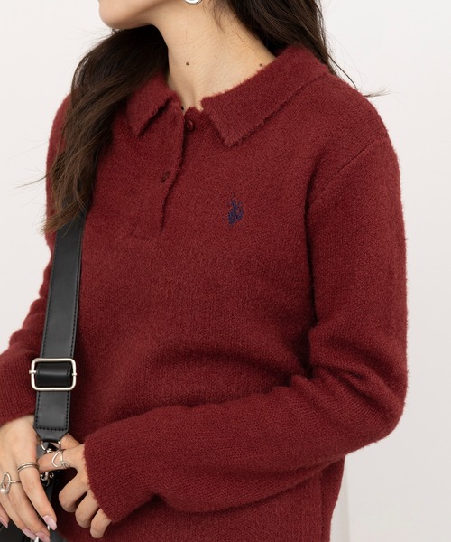 「U.S. POLO ASSN.」 長袖ポロシャツ L ブラック レディース_画像2