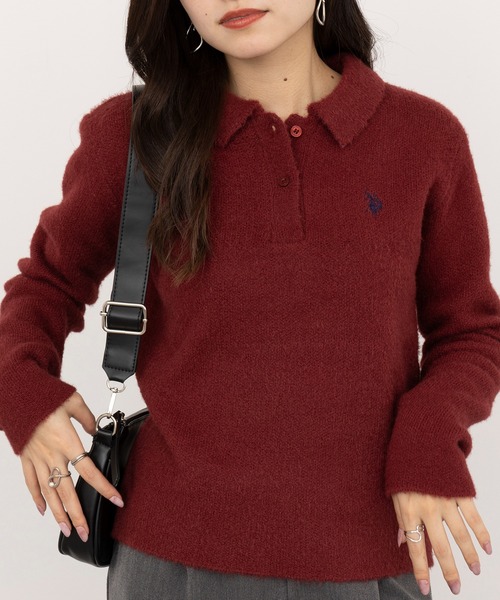 「U.S. POLO ASSN.」 長袖ポロシャツ L ブラック レディース_画像5