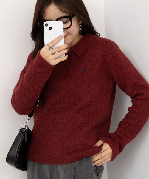 「U.S. POLO ASSN.」 長袖ポロシャツ L ブラック レディース_画像7