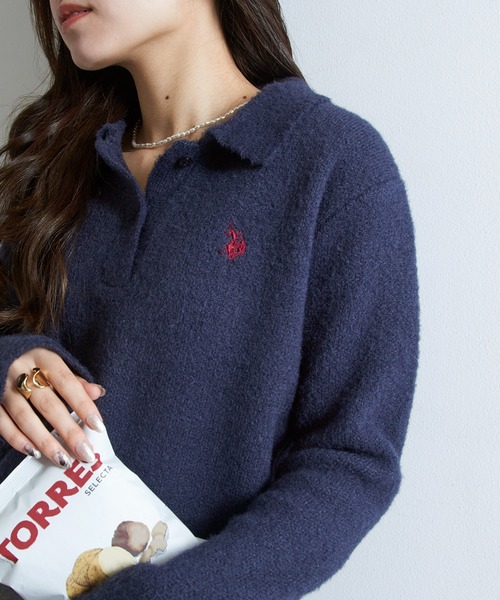 「U.S. POLO ASSN.」 長袖ポロシャツ L ブラック レディース_画像8