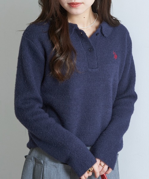 「U.S. POLO ASSN.」 長袖ポロシャツ L ブラック レディース_画像9