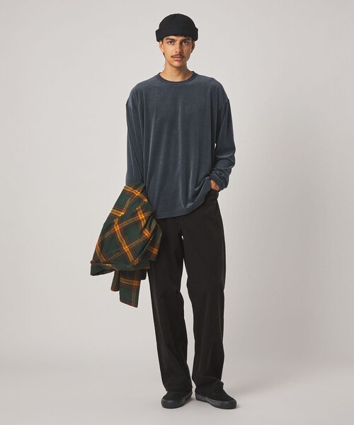 STEVEN ALAN（スティーブンアラン） tシャツ ベロア ボーダー クルー