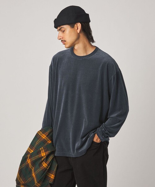 STEVEN ALAN（スティーブンアラン） tシャツ ベロア ボーダー クルー
