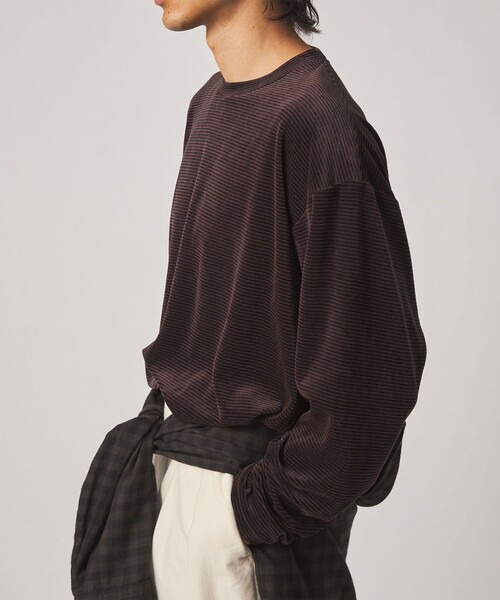 STEVEN ALAN（スティーブンアラン） tシャツ ベロア ボーダー クルー