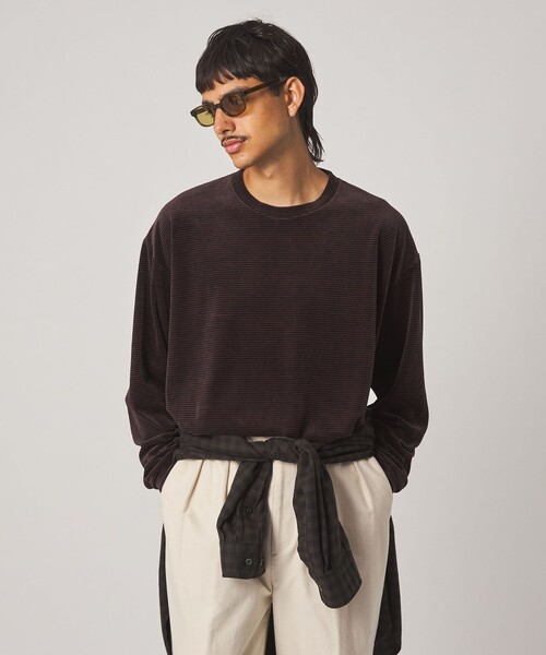 STEVEN ALAN（スティーブンアラン） tシャツ ベロア ボーダー クルー