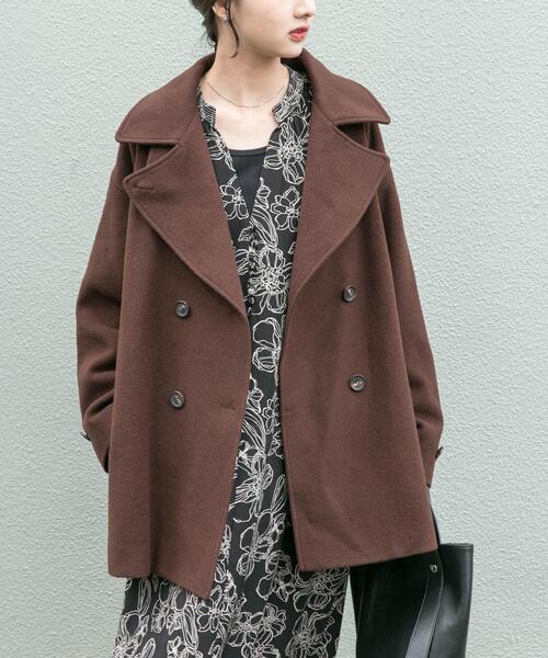 美品✨アーバンリサーチロッソ　23AW 尾州ウール　　ピーコート 薄グレー ITEMS URBANRESEARCH（アイテムズ アーバンリサーチ） ピーコート p