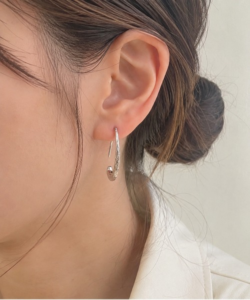 Stelino ピアス ハワイアンジュエリー フープピアス 透かし彫り 波