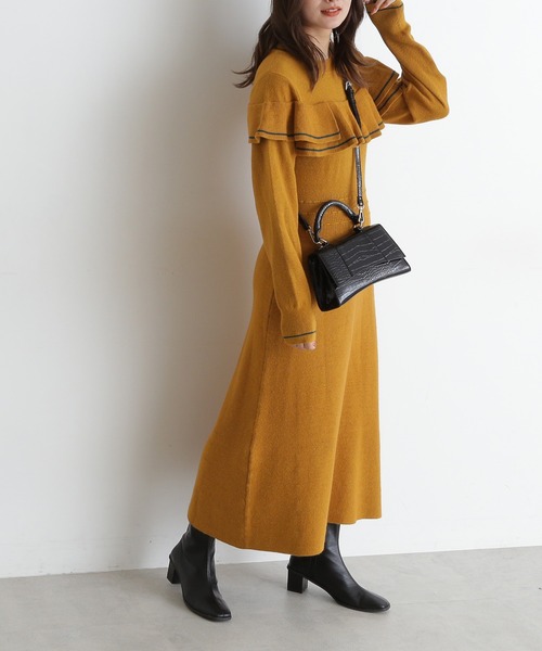 ワンピース ケープフリルニットワンピース Zozotown Yahoo 店 通販 Yahoo ショッピング
