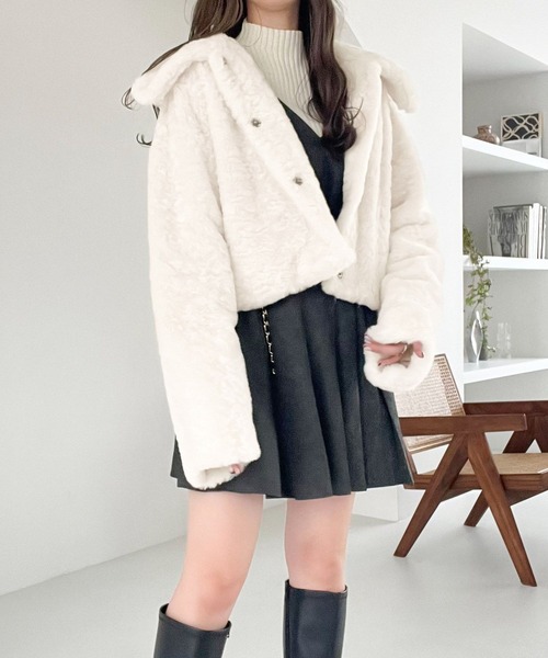 Heather ジャケット ブルゾン ボリュームファーショートブルゾン