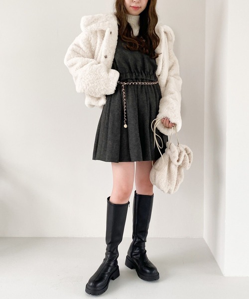 【通販 人気】 Heather ジャケット ブルゾン ボリュームファーショートブルゾン ジャケット・アウター
