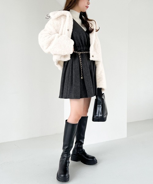 Heather ジャケット ブルゾン ボリュームファーショートブルゾン
