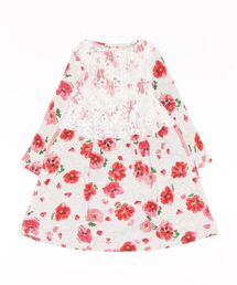 最終お値下げハッカキッズ　野花プリントプチ裏毛ワンピース130新品タグ付き HAKKA KIDS ワンピース ポピープリント裏毛ワンピース キッズ