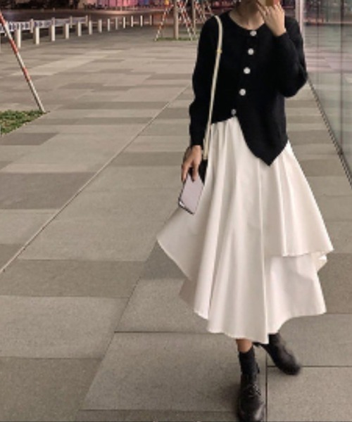 ky35 Y's 【美品】フレアスカート イレギュラーヘム ブラック VIOLETTA（ヴィオレッタ）の「イレギュラーヘムフレアスカート