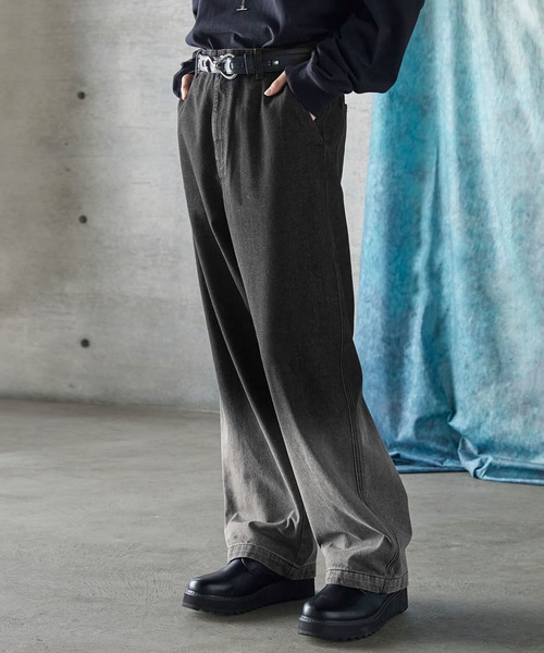 完売品 SERACE ルーズシルエットヴィンテージカットオフワイドデニムパンツ SERACE】Loose silhouette vintage cut off wide denim pants