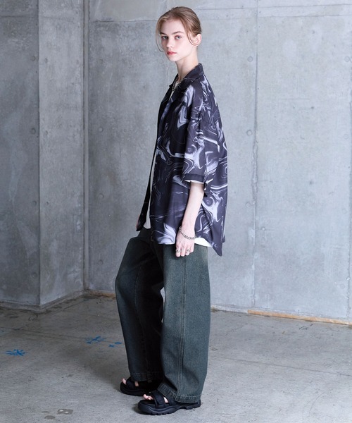 早い者勝ち！SERACE ルーズシルエットヴィンテージデニムワイドパンツ SERACE】Loose silhouette vintage denim wide pants / ルーズ