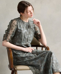 AIMER ドレス チュールエンブロイダリーレースパイピングパーティー