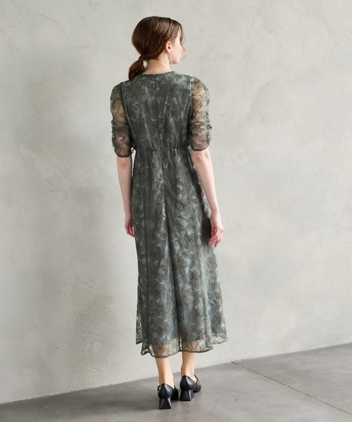 AIMER ドレス チュールエンブロイダリーレースパイピング