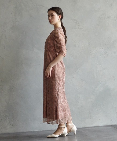 AIMER（エメ） ドレス チュールエンブロイダリーレースパイピング