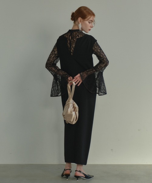 ANDRESD ドレス bell sleeve slit dress ベルスリーブスリット