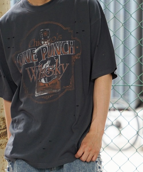 tシャツ 「unisex」ダメージ バイオウォッシュ加工 Tシャツ / オーバー