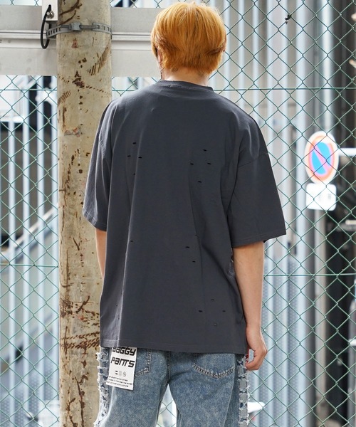 tシャツ 「unisex」ダメージ バイオウォッシュ加工 Tシャツ / オーバー