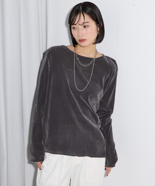 tシャツ シアーベロアトップス レディース