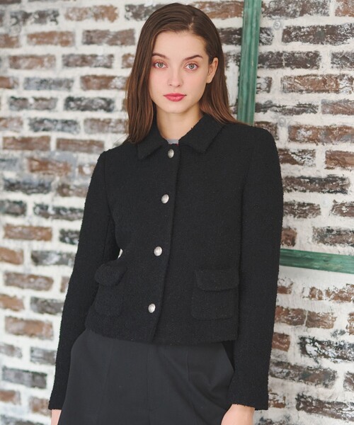 ドレステリア ブラックツイードショートジャケット DRESSTERIOR（ドレステリア） ブルゾン アウター 「ウール混/きれいめ