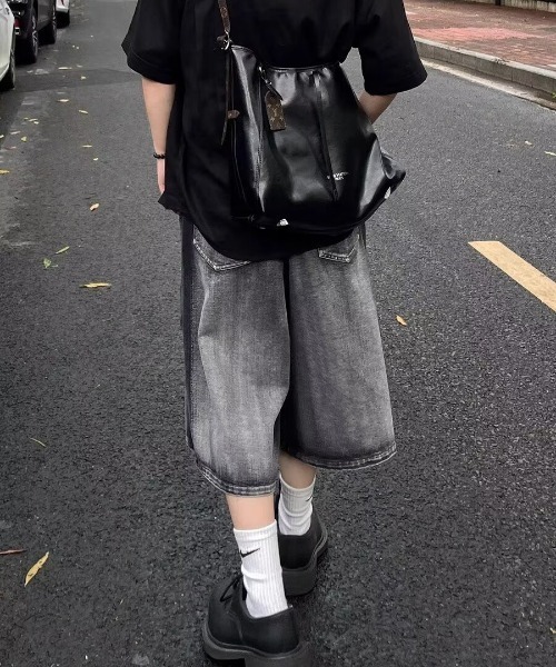 DEVICE ジーンズ ダメージ クラッシュ ハーフ デニム パンツ