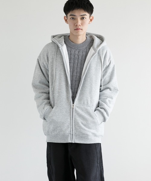 ベーシックパーカー aimoha パーカー men BASIC ZIP PARKA べシックジップパーカー裏