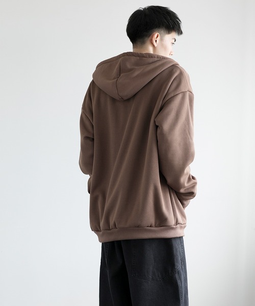 メンズ 無地パーカー ポケット ドロップショルダー Q00487 UNDERGROUND MODE SET UP対応】ピグメントダブルポケットZIP