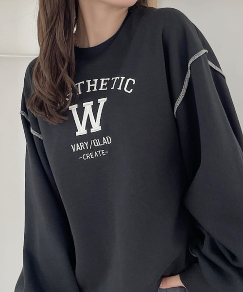 スポーティアンドリッチ 21AW ロゴ刺繍スウェットプルオーバーシャツ スポーティアンドリッチ 21AW ロゴ刺繍スウェットプルオーバーシャツ