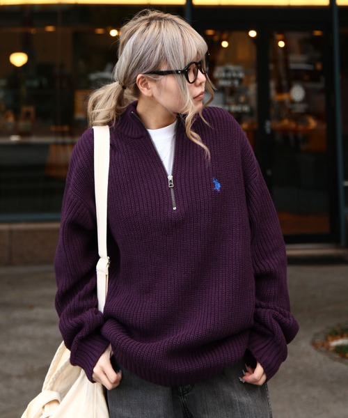 U.S. POLO ASSN.（ユーエスポロアッスン） セーター ニット 7G あぜ