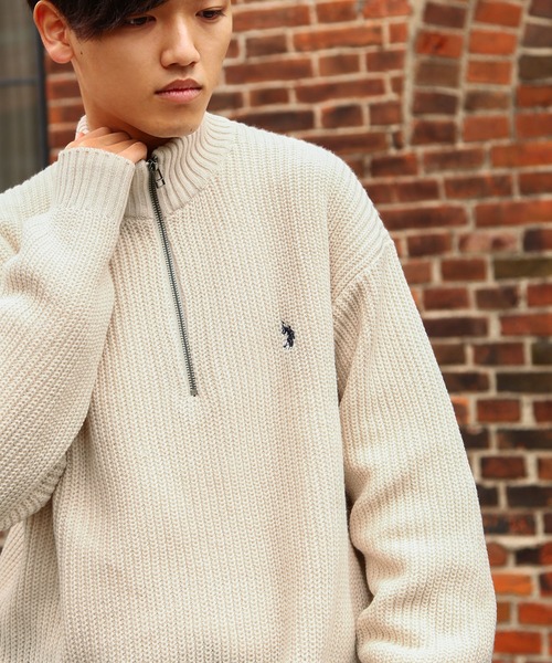 U.S. POLO ASSN.（ユーエスポロアッスン） セーター ニット 7G あぜ