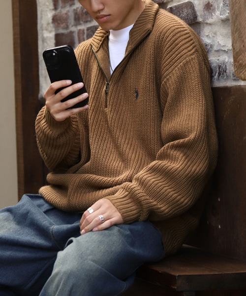 U.S. POLO ASSN.（ユーエスポロアッスン） セーター ニット 7G あぜ