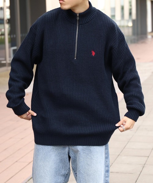 U.S. POLO ASSN.（ユーエスポロアッスン） セーター ニット 7G あぜ