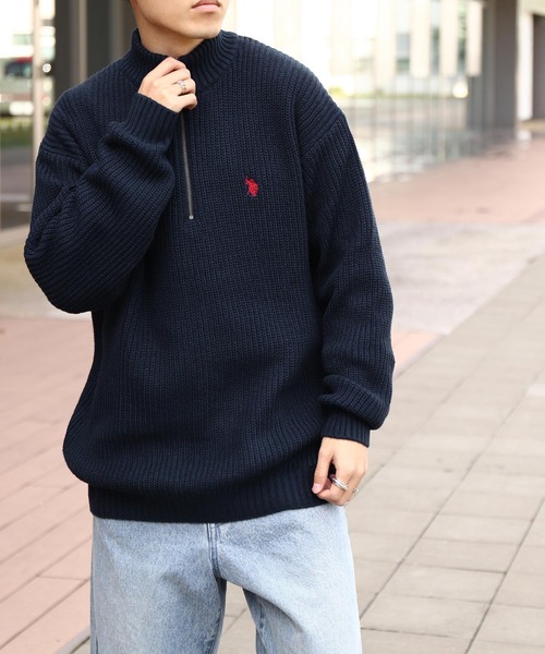 U.S. POLO ASSN.（ユーエスポロアッスン） セーター ニット 7G あぜ