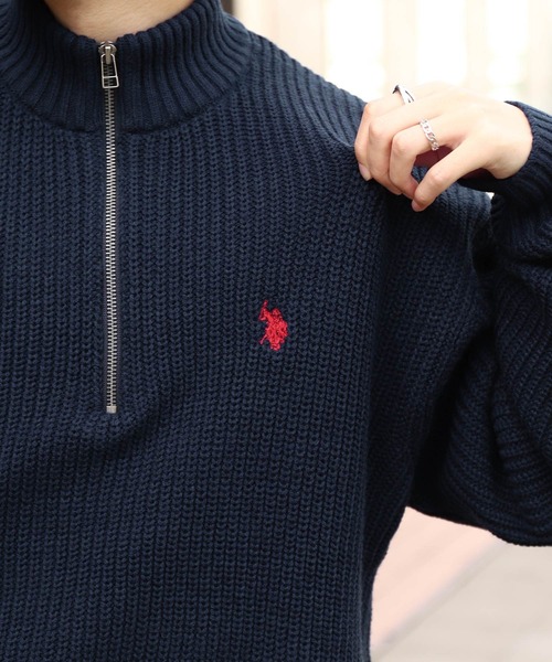U.S. POLO ASSN.（ユーエスポロアッスン） セーター ニット 7G あぜ