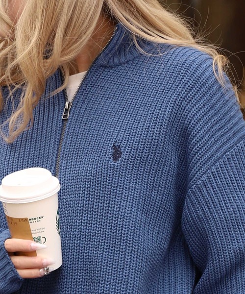 U.S. POLO ASSN.（ユーエスポロアッスン） セーター ニット 7G あぜ