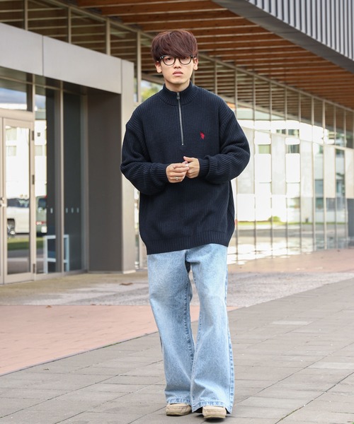 U.S. POLO ASSN.（ユーエスポロアッスン） セーター ニット 7G あぜ