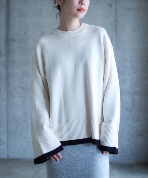 ニット セーター Knitted contrast sweater レディース